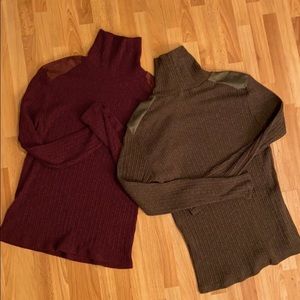 TWO Muscle fit ribbed turtleneck sweater bundle